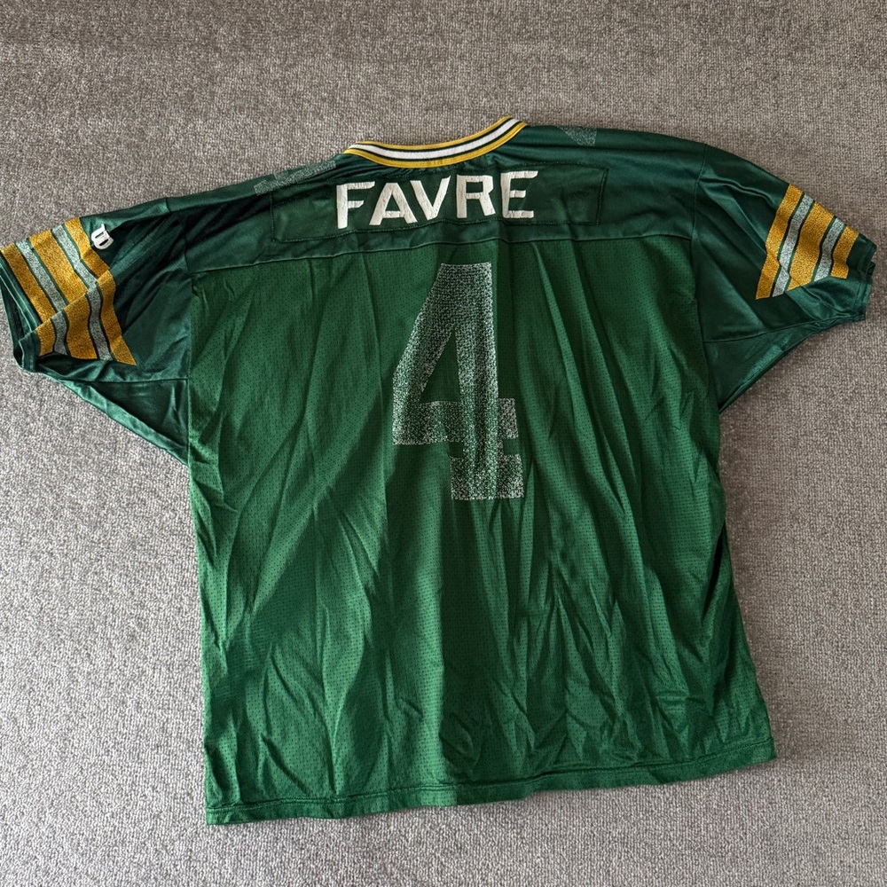 Vintage 90's Brett Favre #4 Wilson Green Bay Packers XXL NFL Football Jersey